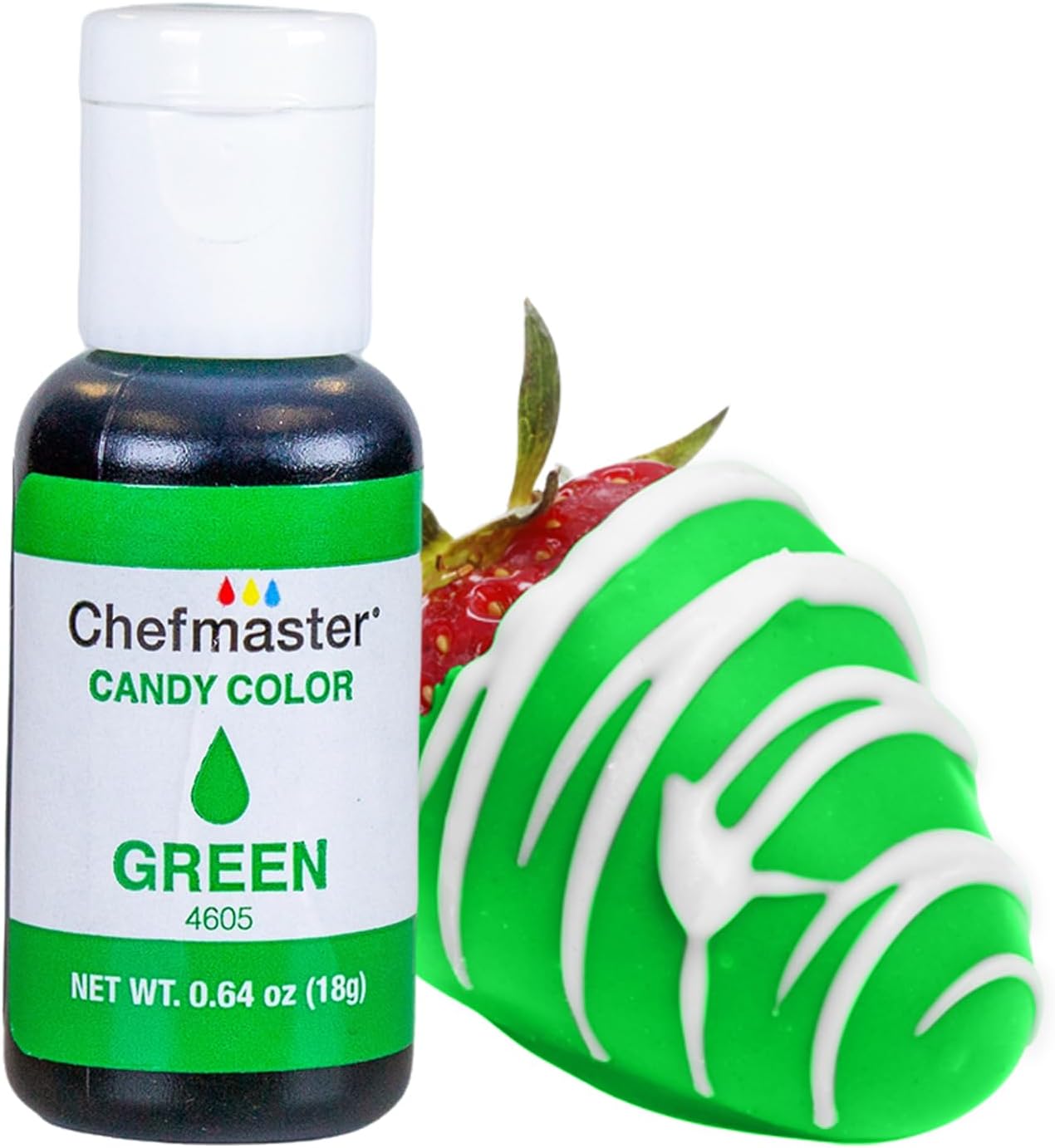 Chefmaster Green Candy Color | True-Tone Shades | Oil-Based | Professional-Grade Dye | Chocolate, Strawberries, Cake Pops | Decorating | Easy-to-Use | Manufactured in the USA | 0.64 oz