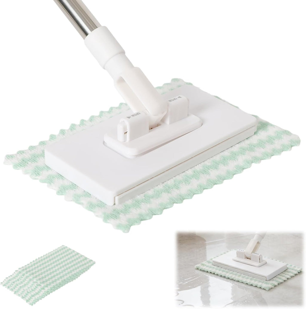 Mini Mop with 39in Handle ,Disposable Dust Mop with 10 Reusable Cloths,No-Touch Attach & Remove Cloth Instantly,Small Disposable Dust Mop Set for Multi Surface Cleaning