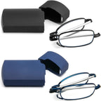 2 Pack Folding Reading Glasses Mini Anti-Blue Light Blocking Foldable Computer Spring Hinge Reader for Men Women