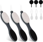 Foot File Callus Remover-3 Pcs 4 in 1 Foot Scrubber Dead Skin Remover for Feet,Pumice Stone, Foot Rasp and Sand Paper for Home Foot Care,Foot Brush for Shower (Grey Pedicure Foot File)