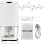 Contact Lens Cleaner Washer Machine, Portable Ultrasonic Cleaning with USB Charger and Removal Tool Kit Tweezers Remover Tool Daily Outdoor (Ivory White)