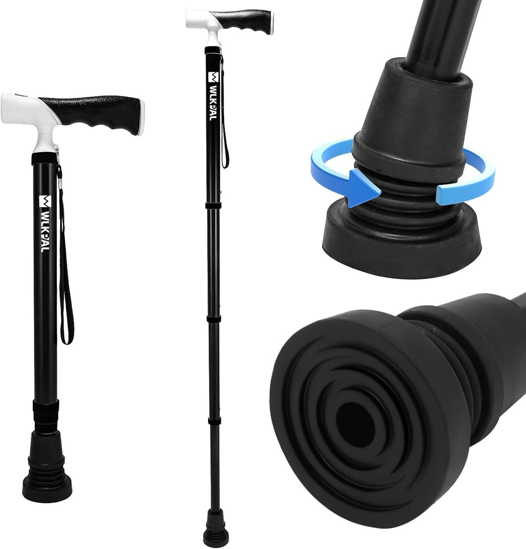 Walking Cane,Portable & Ultra-Light Series, One-Button Telescopic Folding Walking Cane – Like an Umbrella | Compact, Adjustable, All-Terrain Tips, Elegant Muted Tones