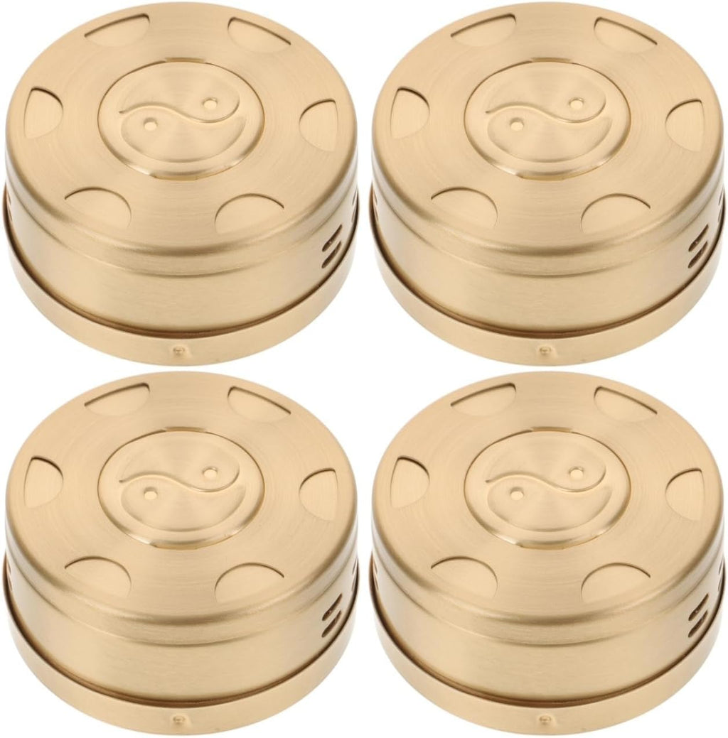 Ipetboom 4pcs Moxibustion Box Kit - Copper Moxa Burning Tool Smokeless Portable Moxibustion Burner Holder for Home Massage Therapy Neck Waist Back Shoulder Knee Use - Not Include Moxa