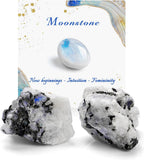 GolbalJew Moonstone Natural Raw Crystals 2PCS Healing Crystal Stones 1.2-2.0” Reiki Healing Gemstones for Meditation Chakra Balance Home Decor