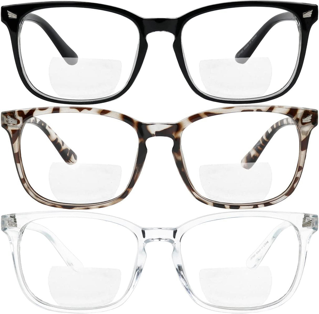 Yogo Vision Bifocal Reading Glasses for Women Men Rectangle Multifocal Readers Fashion Nerd Eyeglasses
