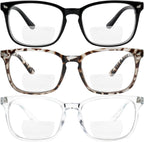 Yogo Vision Bifocal Reading Glasses for Women Men Rectangle Multifocal Readers Fashion Nerd Eyeglasses