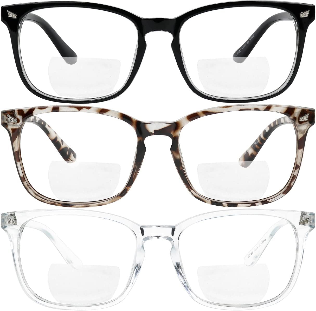 Yogo Vision Bifocal Reading Glasses for Women Men Rectangle Multifocal Readers Fashion Nerd Eyeglasses