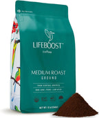 Lifeboost Coffee Ground Medium Roast Coffee - Low Acid Single Origin USDA Organic Coffee - Non-GMO Ground Coffee Third Party Tested For Mycotoxins & Pesticides - 12 Ounces