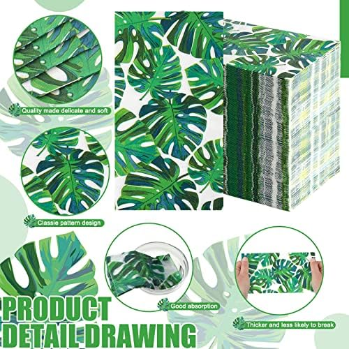 200 Pcs Tropical Palm Leaf Guest Napkins 3 Ply Disposable Paper Hawaiian Luau Green Leaves Decorative Napkins for Bathroom Hawaiian Party Tropical Summer Spring Tea Party Bridal Decorative Towels