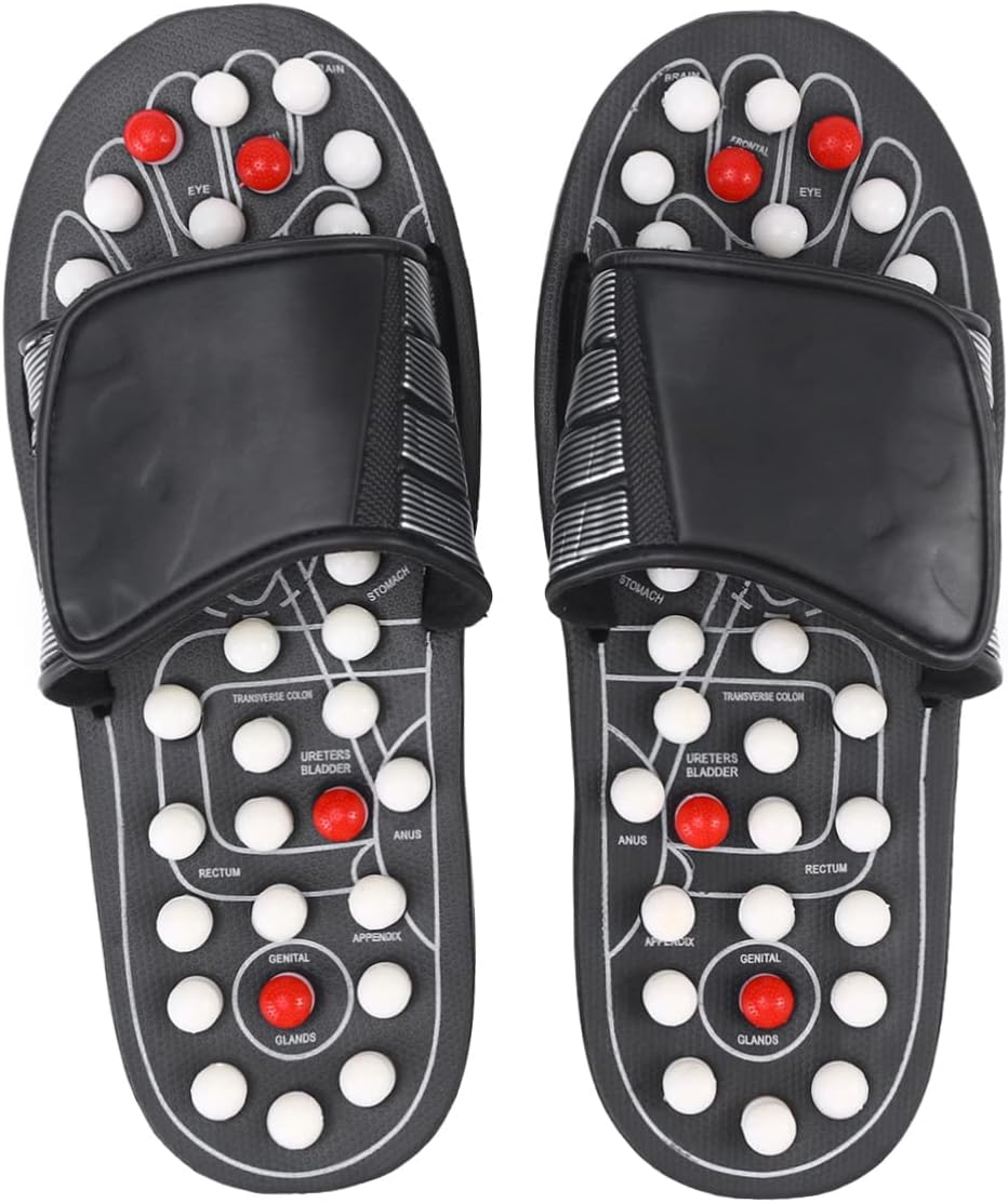 Beavorty Arch Support Flip Flops for Women Men Reflex Massage Shoes Tai Chi Gossip Health Care Slippers for Foot Pain Relief Magnetic Relief Massager