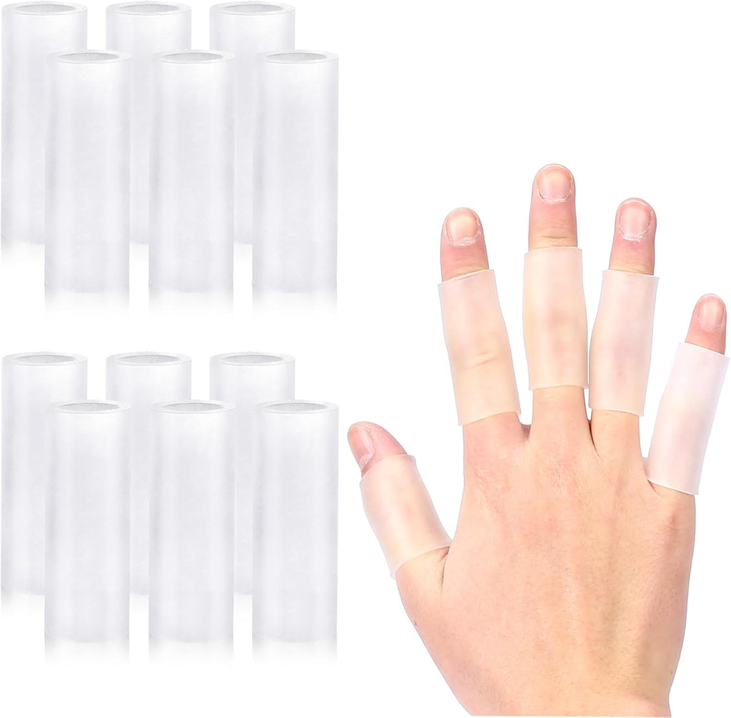 salbsever 20 Pcs Finger Sleeves Protectors Silicone Finger Sleeve Gel Finger Sleeve Protectors Finger Covers Cushions and Protects Rubber Finger Shields Provide Relief forCracked Finger