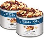 Virginia Diner Peanuts - Cranberry Nut Mix - Gift Pack of 2, 18oz. Resealable Cans By Lyza's Sweets & Treats