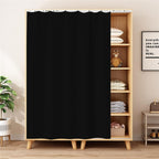 SK Studio Cabinet Curtains for Shelves, Privacy Closet Curtain Dust-Proof Window Shades for Kitchen Storage Room, No Tools No Drill Black, 39" W x 71" H