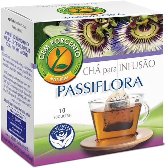 Cem Porcento - Purple Passionflower (Passiflora incarnata L.) - 8 x 10 teabags (count 80 teabags)