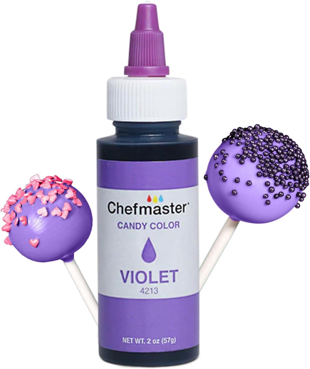 Chefmaster Violet Candy Color | True-Tone Shades | Oil-Based | Professional-Grade Dye | Chocolate, Strawberries, Cake Pops | Decorating | Easy-to-Use | Manufactured in the USA | 2 oz