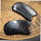 Beaupretty 2pcs Durable Ox Horn Scraping Massage Tool for Skin Care Gua Sha Boards Black for Home Use Traditional Chinese Therapy for