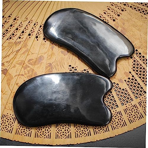 Beaupretty 2pcs Durable Ox Horn Scraping Massage Tool for Skin Care Gua Sha Boards Black for Home Use Traditional Chinese Therapy for