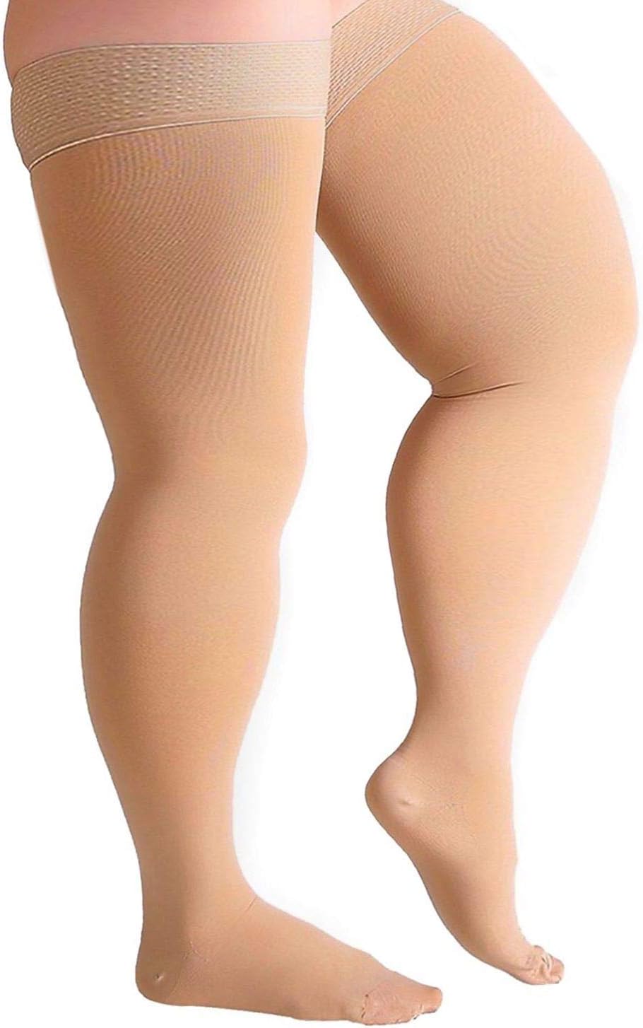 Runee Wide Thigh High Closed Toe Compression Stockings - 20-30mmHg Compression Designed For People With Wide Thigh And Calves