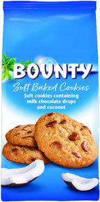 Bounty-Soft Baked Cookies, Soft cookies containing milk chocolate drops and coconut, UK Product. (180g).