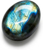 Natural Labradorite Palm Stone - Hand-Polished Oval Worry Stone for Anxiety & Stress Relief - Pocket Healing Crystals for Meditation, Reiki & Intuition - Unique Spiritual Gift for Crystal Collectors