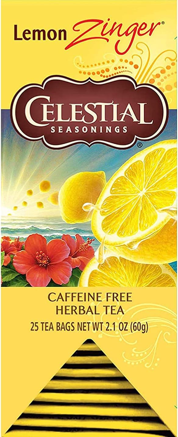 Celestial Seasonings Herbal Tea, Lemon Zinger, 25 Count, (Pack of 6)