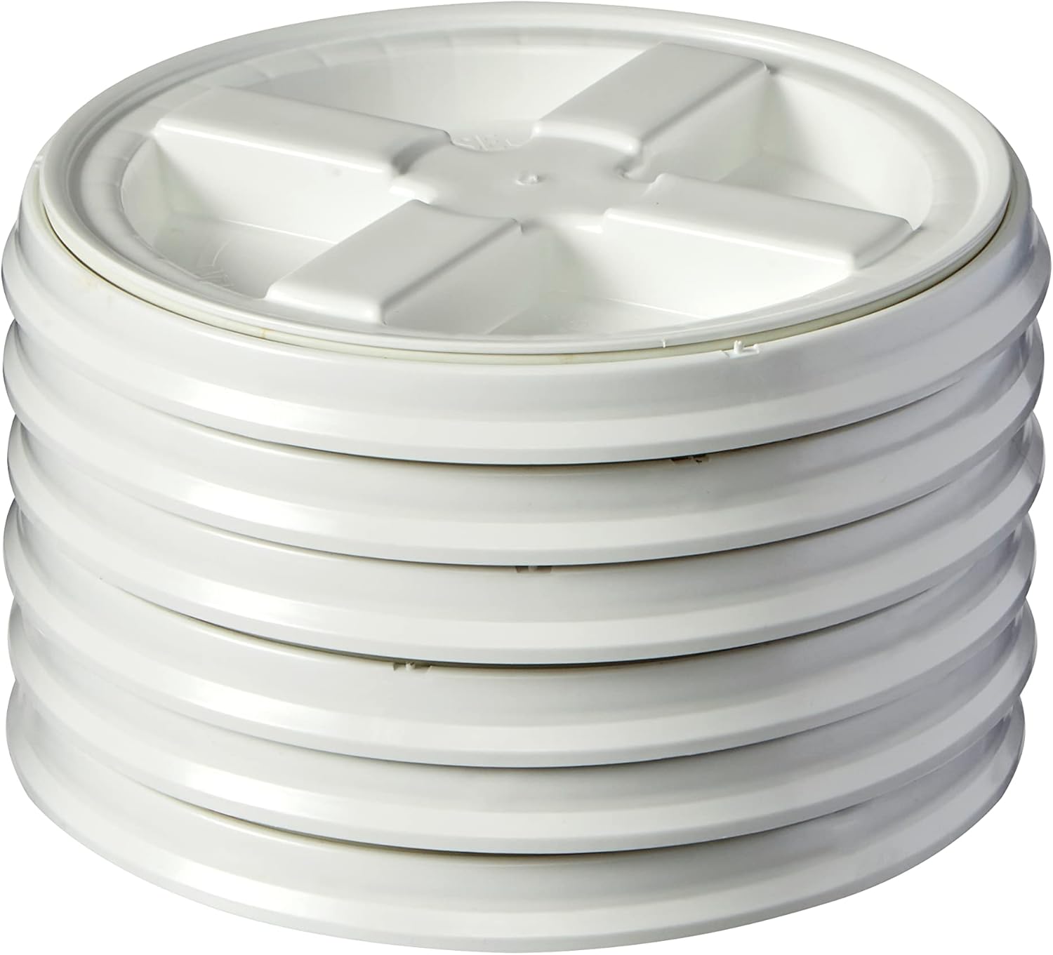 Gamma Seal Lids for 2 Gallon Buckets – Pack of 6 White Gamma Lids – Food Grade BPA Free Reusable, Made in USA