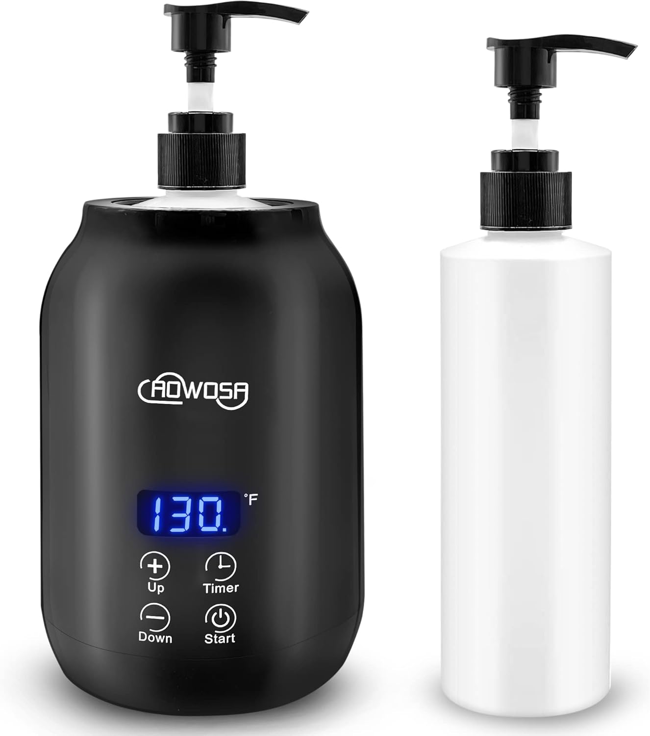 Massage Oil Warmer Bottle Professional Electric Lotion Digital Heater for SPA, Automatic Oil Warmer Heated Oil Lotion Cream for Salon, Barber Shops, Home, with Two Oil Bottle Dispenser (Black)