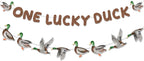 Sursurprise Duck Hunting First Birthday Decorations, One Lucky Duck Banner Mallard Garland for Boys 1st Birthday Party Supplies
