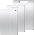 Titanium Cutting Board Set of 3, Titanium Cutting Boards for Kitchen, Food Grade Metal Double Sided Chopping Boards for Kitchen Counter Meat Vegetable Fruit Outdoor Camping(L.M.S)