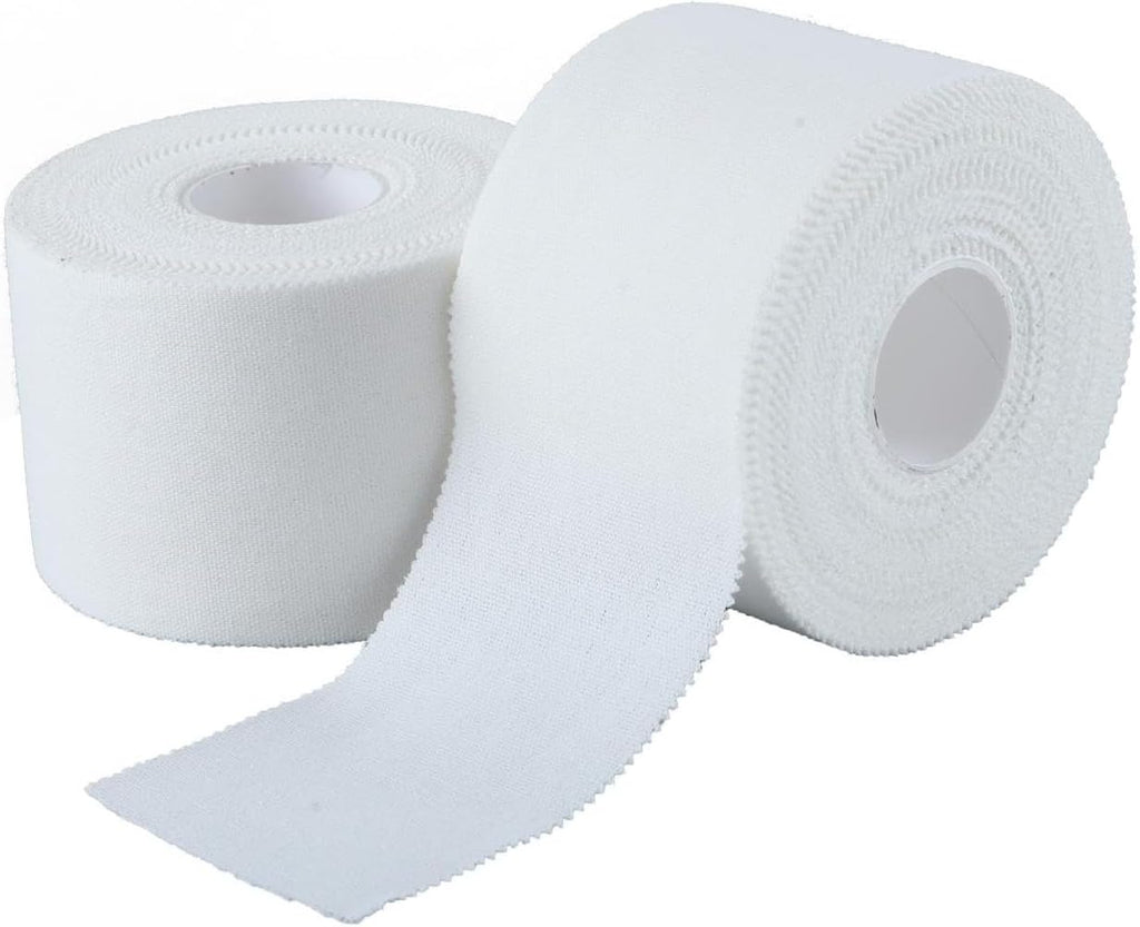 (2 Pack) White Athletic Sprorts Tape 2 Inch x 15 Yards, Athletic Tape No Sticky Residue for Athletes, Sport Trainers and First Aid Injury Wrap, Suitable for Fingers Ankles Wrist