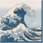 Caspari The Great Wave Paper Party Cocktail Napkins in Blue, Two Packs of 20