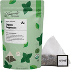 Heavenly Tea Leaves Organic Peppermint (50 Pyramid Tea Bags), Bulk Compostable Herbal Tea Sachets - 100% Plastic Free, Premium Quality, Whole Tea Leaves in a Convenient Tea Bag
