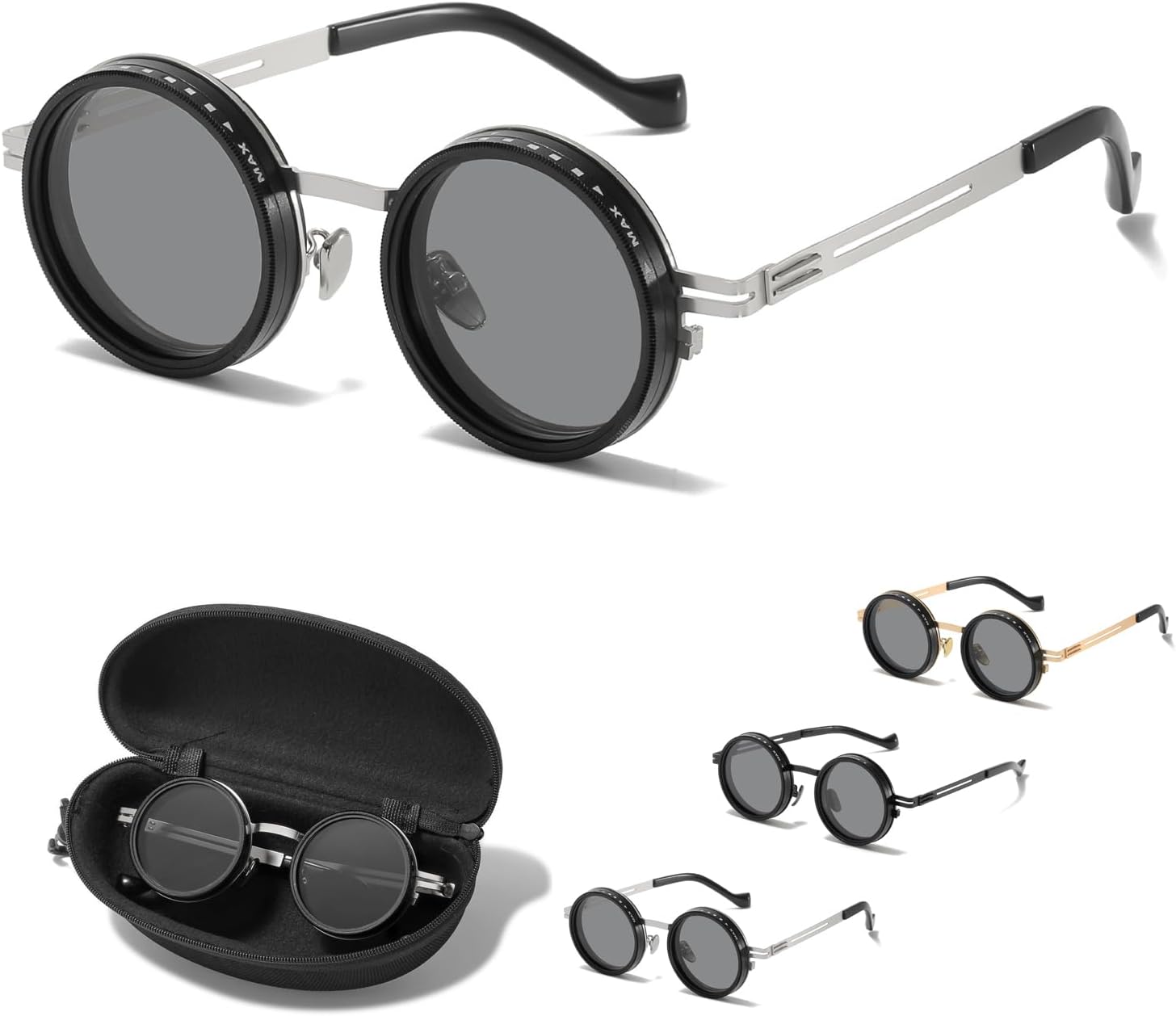 Adjustable Tint Rounded Polarized Lenses Retro Sunglasses, Adjustable Outdoor Travel Polarized Sunglasses, ND Filter Glasses