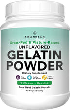 AMANDEAN Premium Gelatin Powder XL. Grass-Fed Beef Collagen Protein Supplement. Unflavored. Healthy Skin, Hair, Nails, & Gut. Paleo Friendly Cooking and Baking. 18 Amino Acids. Non-GMO.
