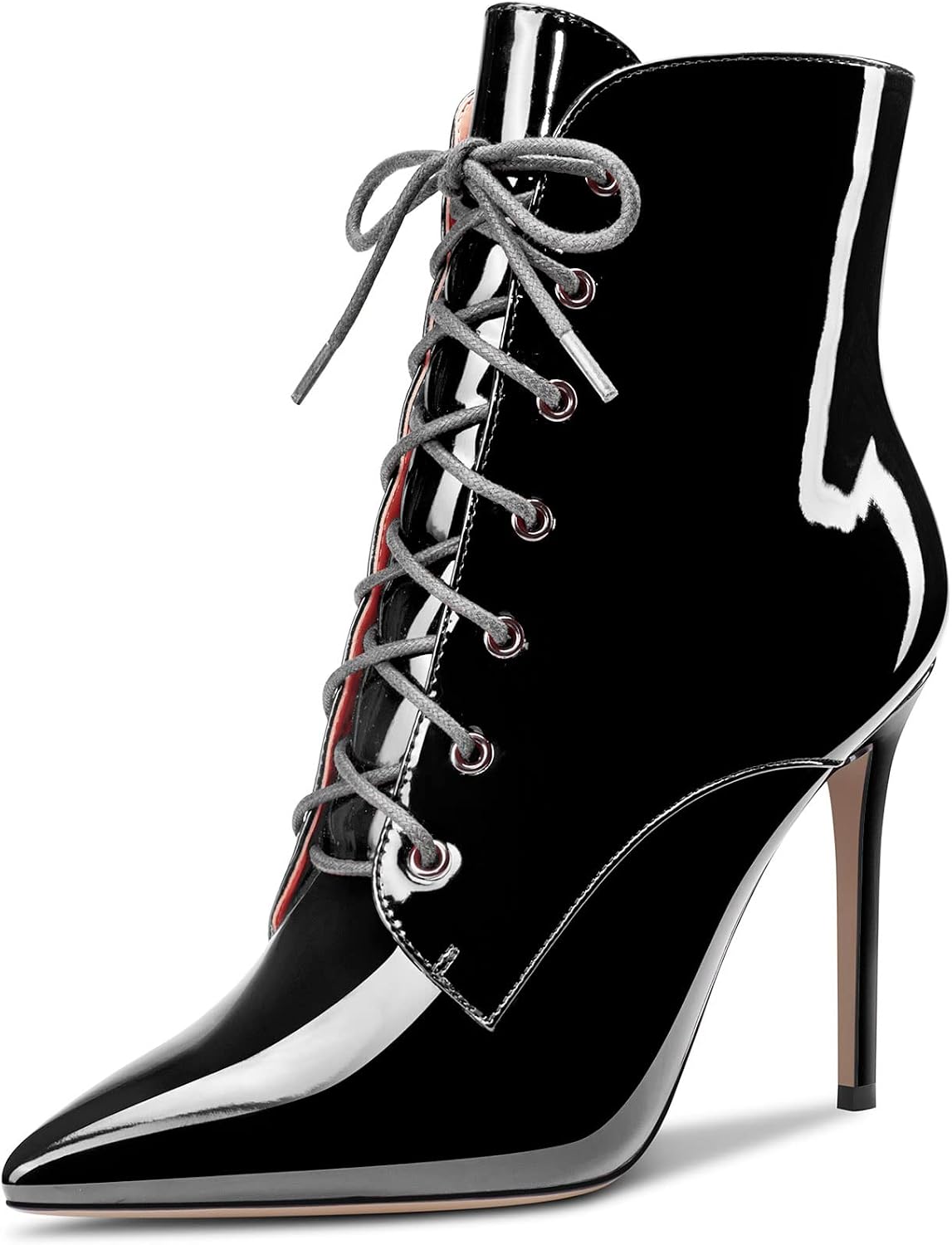 Castamere Women Stiletto High Heel Zipper Pointed Toe Ankle Boots Short Bootie Lace-up Dress Sexy Office 3.9 Inches Heels Boots