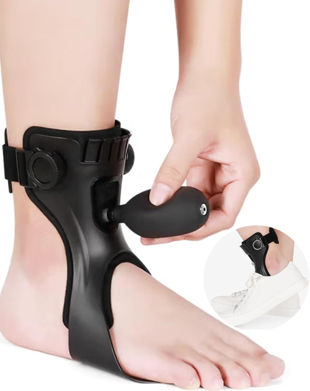 AFO Drop Foot Brace for Walking - Upgraded Inflatable Version, More Comfortable & Efficient, Adjustable Foot Drop Orthotic Brace, Achilles Tendonitis, Plantar Fasciitis, Stroke, TBI, ALS, MS, Bone Fracture, ASO, AFO (Medium, Right)