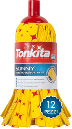 TONKITA 12 Sunny Microfibre Mop Mop for All Surfaces Deep Cleaning and Super Absorbency Pack of 12