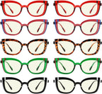 CessBlu 10 Pack Colorful Blue Light Blocking Reading Glasses for Women Spring Hinges Computer Readers
