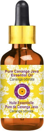 Deve Herbes Pure Cananga Java Essential Oil (Cananga odorata) with Glass Dropper Steam Distilled 100ml (3.38 oz)
