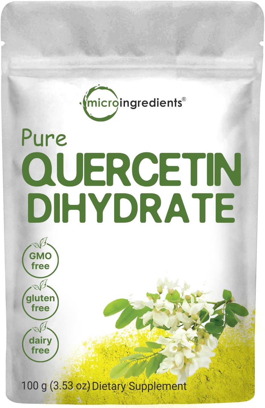 Pure Quercetin Dihydrate Powder, Quercetin 500mg Per Serving, 100 Grams, Most Bioavailable Grade and Filler Free, Powerful Antioxidant Supports Energy, Immune System, No GMOs and Vegan