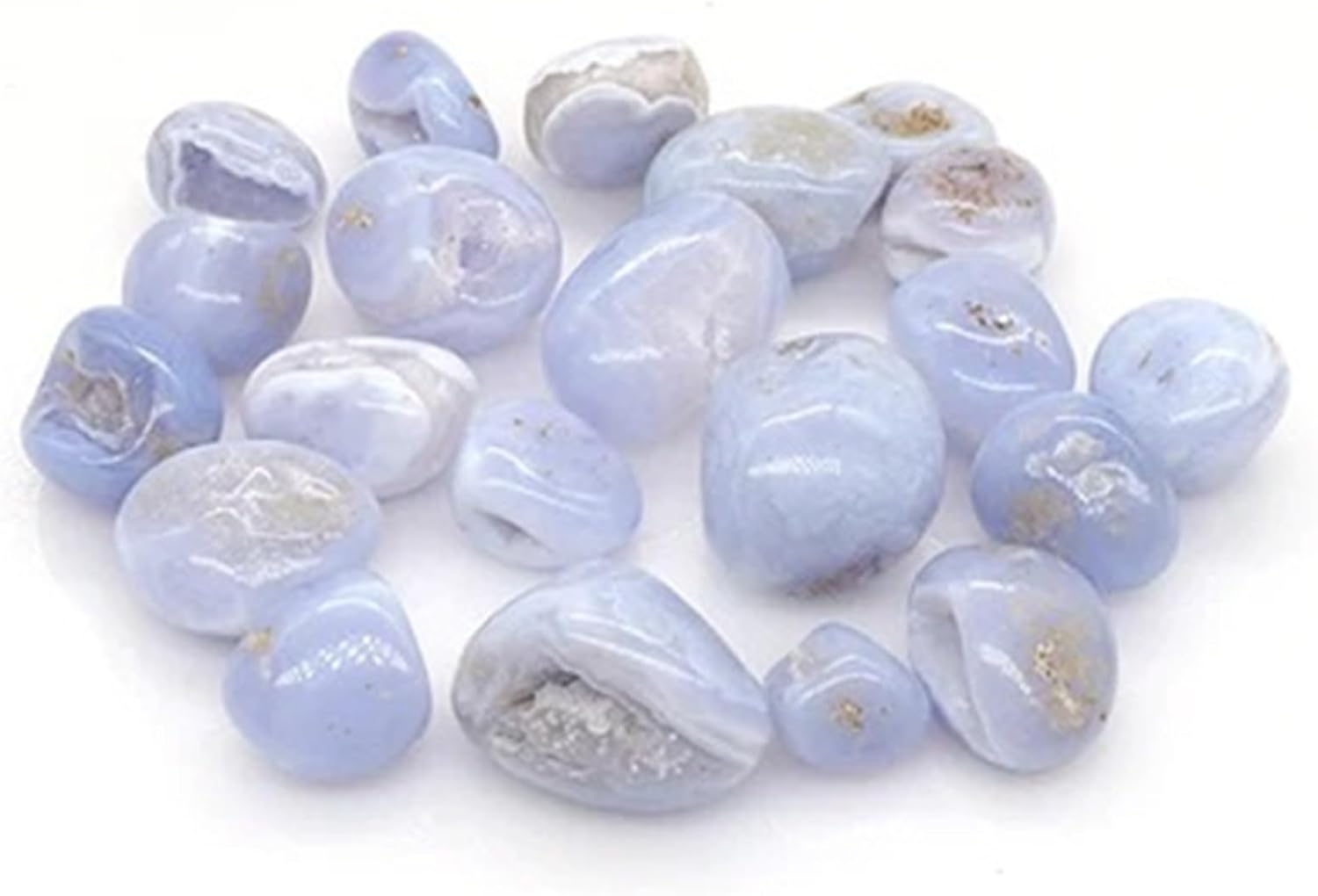 Beautiful Nature Blue Agate Geode Tumbled Stones for Reiki, Aquarium Decor, and Home Decoration - Irregular Quartz Mineral Specimens(100g)