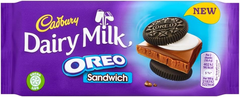 Cadbury Dairy Milk Oreo Sandwich chocolate Bar 92g (Pack of 4)