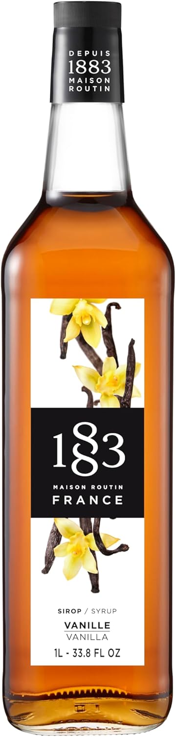 1883 Vanilla Syrup for Drinks, Made in France, 1 Liter Glass Bottle