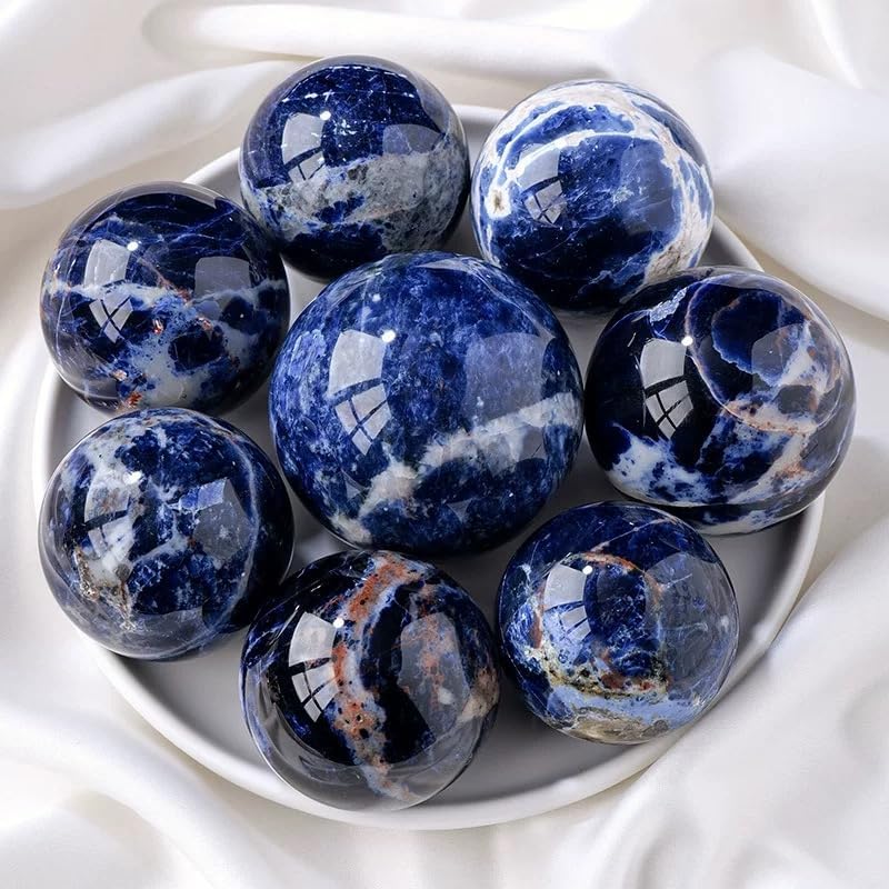 Blue Sodalite Crystal Ball - Sodalite Crystal Sphere Meditation Balls for Witchcraft and Decorative Balls, Meditation & Feng Shui Home Decor, Protection and Energy Cleansing(50-60mm)