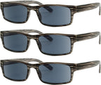 Eyekepper Spring Hinge Striped Reading Glasses (3 Pairs) Men Sunshine Readers Grey Lens +0.5