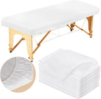 25PCS 84x35in Disposable Fitted Massage Table Sheets with Elastic, Breathable Disposable Massage Table Cover, Non Woven Fabric Spa Bed Covers, Single Use for Beauty Salon Wax Tattoo Facial Lash Bed