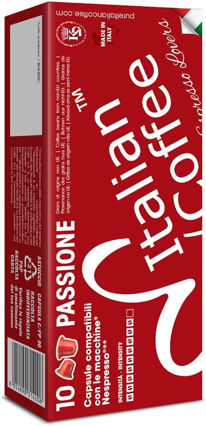 Italian Coffee for Espresso Lovers capsules compatible with Nespresso Original Line machines, Regular pods (100 Count (Pack of 1), Passione Regular)