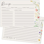 JOETMAE 50PCS Wildflower Recipe Cards,4×6 In Double Sided Cards,Blank Recipe Card for Wedding, Bridal Shower and Baby Shower