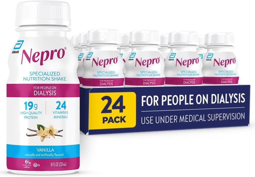Nepro Nutrition Shake for People on Dialysis, 19g Protein, 420 Calories, Vanilla, 8 fl oz, Pack of 24