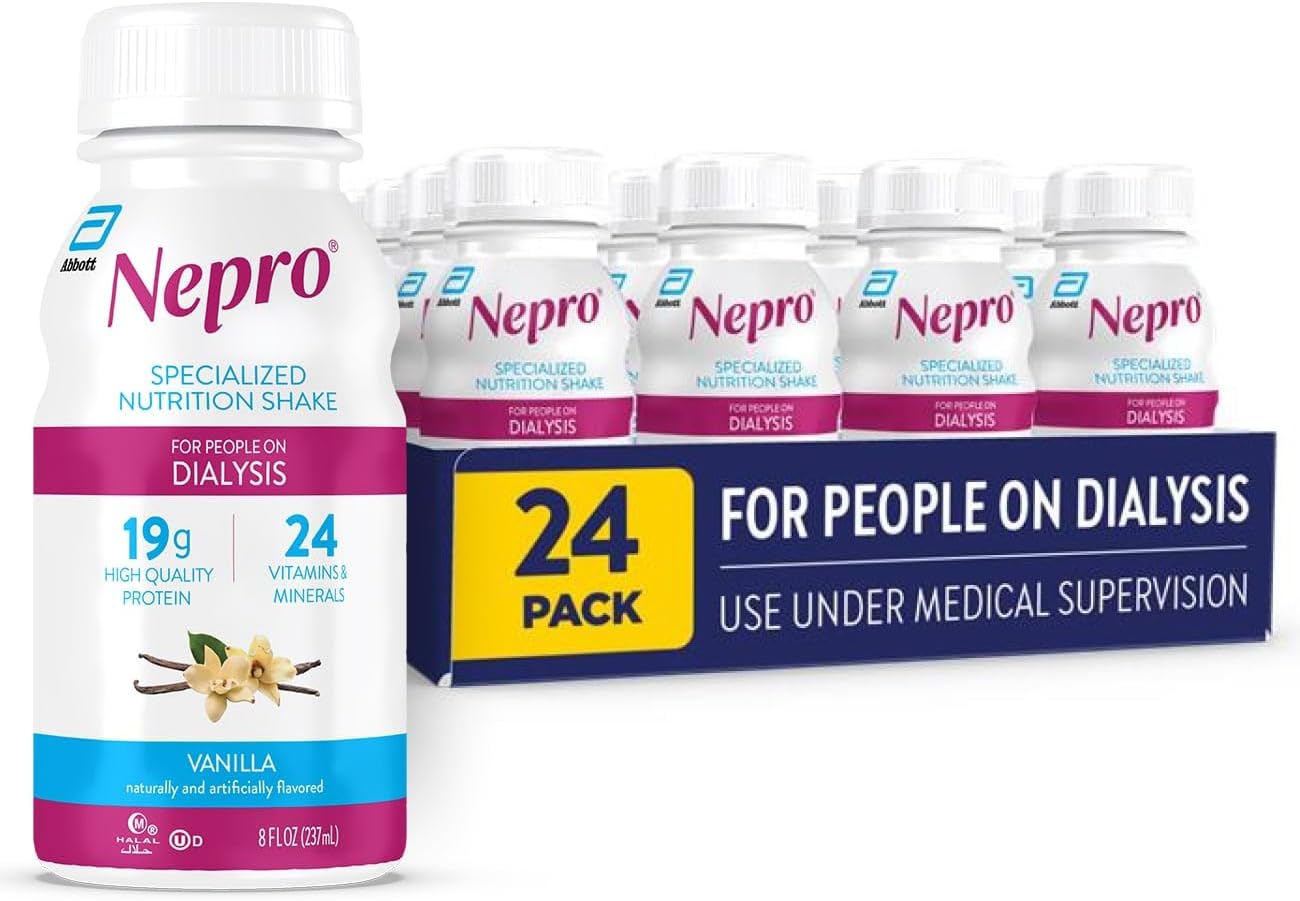 Nepro Nutrition Shake for People on Dialysis, 19g Protein, 420 Calories, Vanilla, 8 fl oz, Pack of 24